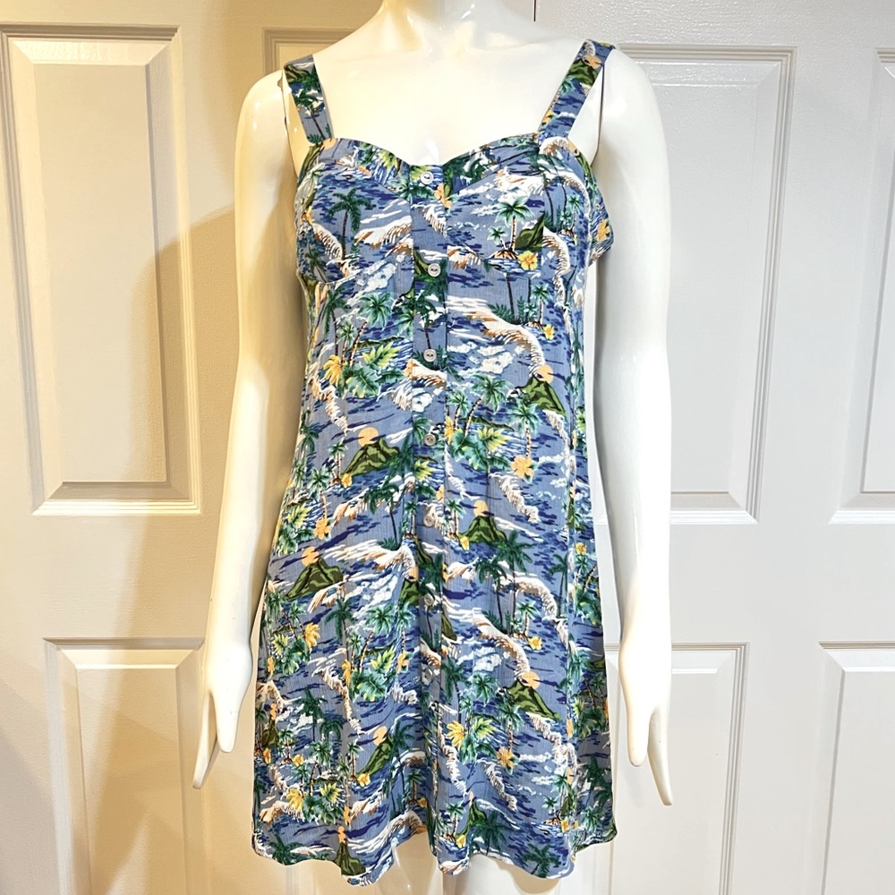 Wild Fable-Hawaiian/Tropical Print Sundress-Adj Shoulder Straps-Sz M